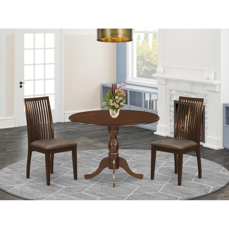 East West Furniture 3 Piece Dublin Dining Room Table Set - Mahogany DMIP3-MAH-C